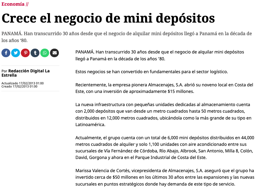 Crece el negocio de mini depósitos